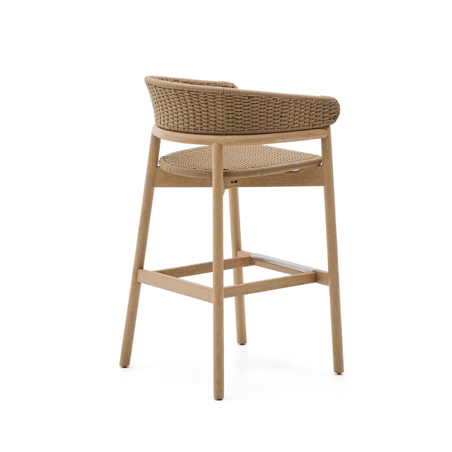 KAVE HOME Arinella krakk i FSC 100 % heltre akasie med naturlig finish og beige tausnor 75 cm