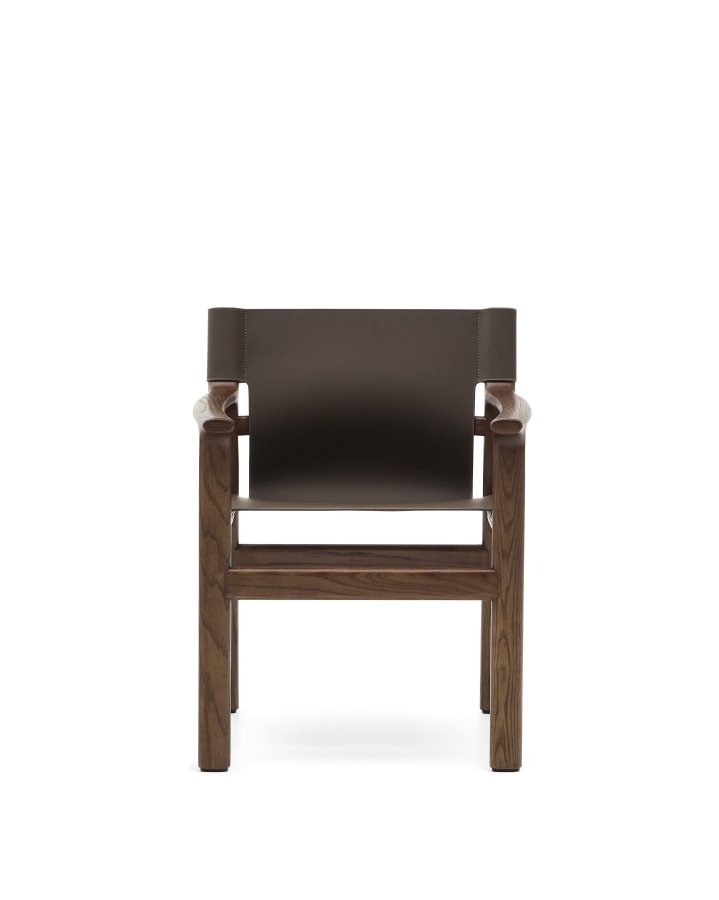 KAVE HOME Jan-stol laget av mrkebrune resirkulerte lrfibre og FSC 100 % heltre ask med valntt