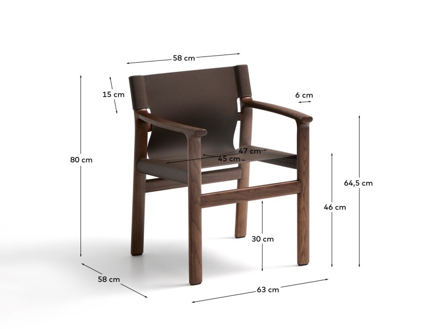 KAVE HOME Jan-stol laget av mrkebrune resirkulerte lrfibre og FSC 100 % heltre ask med valntt