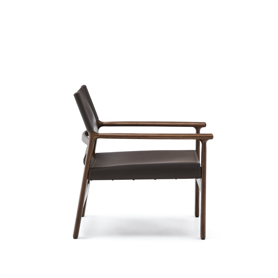 KAVE HOME Jan lenestol laget av mrkebrune resirkulerte lrfibre og FSC 100 % heltre ask med w