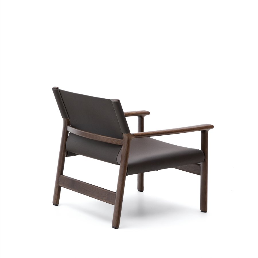 KAVE HOME Jan lenestol laget av mrkebrune resirkulerte lrfibre og FSC 100 % heltre ask med w