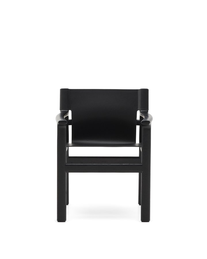 KAVE HOME Jan-stol laget av svarte resirkulerte lrfibre og FSC 100 % heltre ask med svarte finner