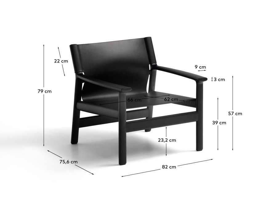 KAVE HOME Jan lenestol laget av svarte resirkulerte lrfibre og FSC 100 % heltre ask med svart