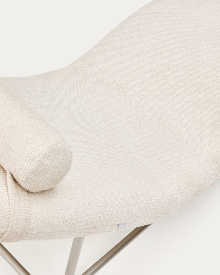 KAVE HOME Osla chaiselong - beige chenille og b�rstet rustfrit st�l (175x71,5)