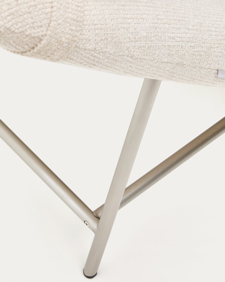 KAVE HOME Osla chaiselong - beige chenille og b�rstet rustfrit st�l (175x71,5)