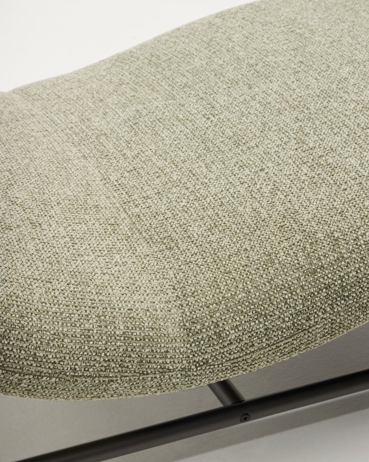 KAVE HOME Osla chaiselong - gr�n chenille og b�rstet grafit rustfrit st�l (175x71,5)