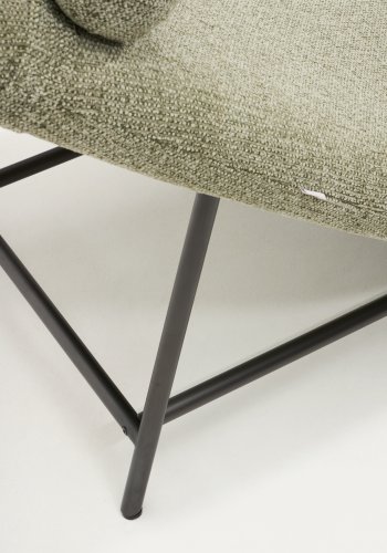 KAVE HOME Osla chaiselong - gr�n chenille og b�rstet grafit rustfrit st�l (175x71,5)
