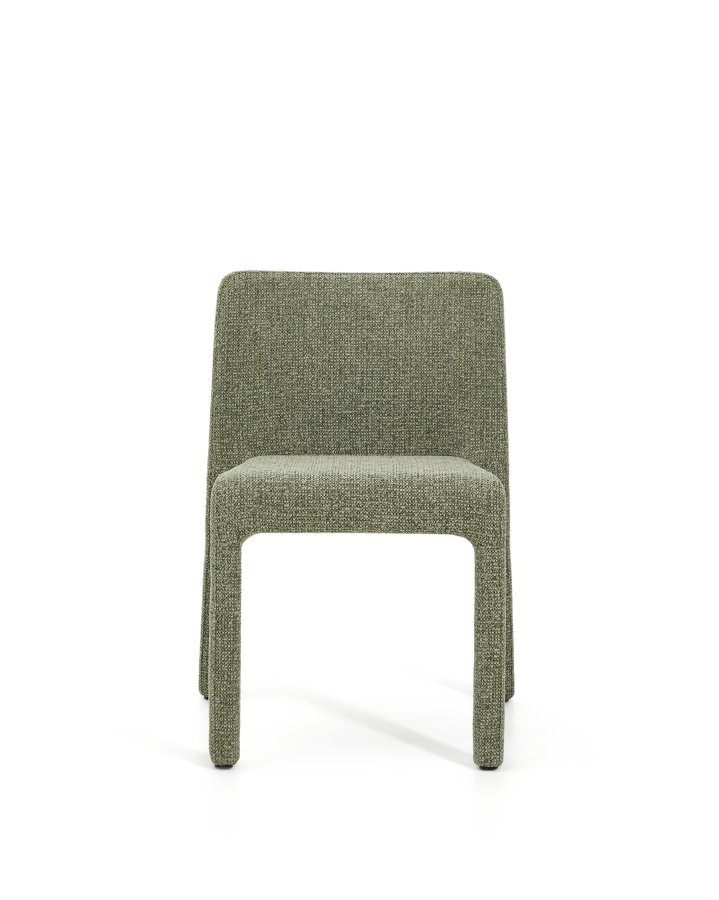 KAVE HOME Loria spisebordsstol, stabelbar - gr�n chenille stof