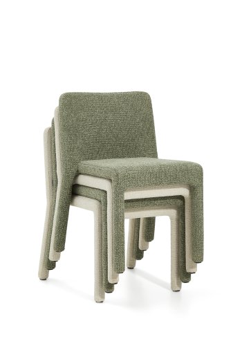 KAVE HOME Loria spisebordsstol, stabelbar - beige chenille stof