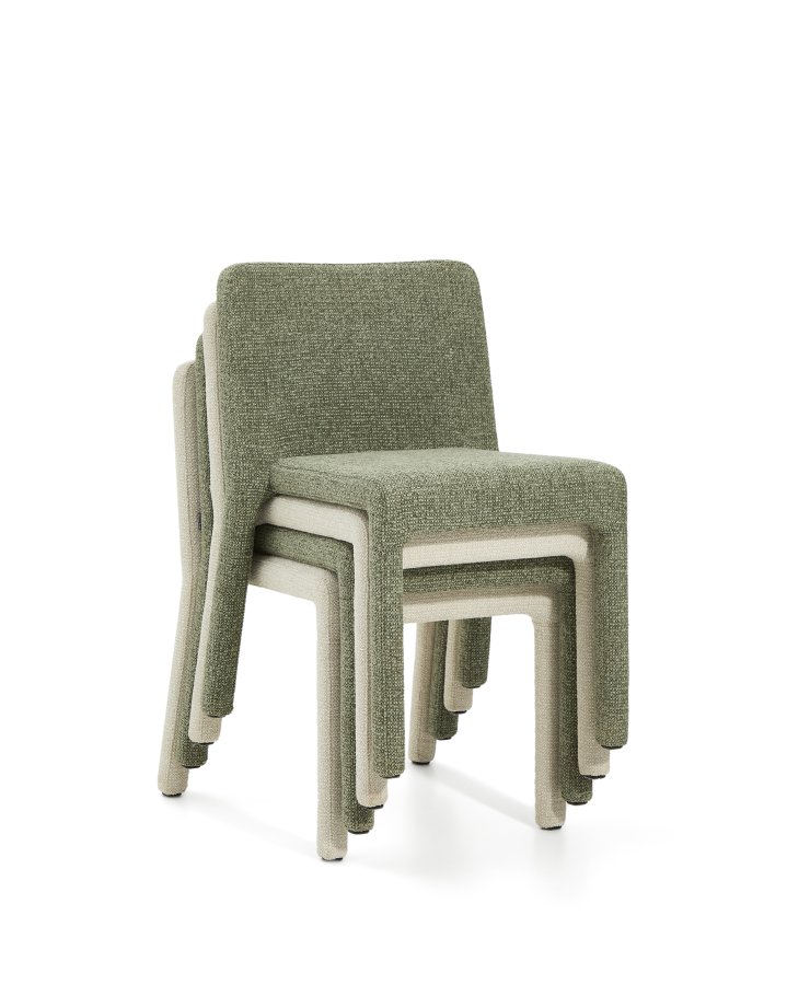 KAVE HOME Loria spisebordsstol, stabelbar - beige chenille stof