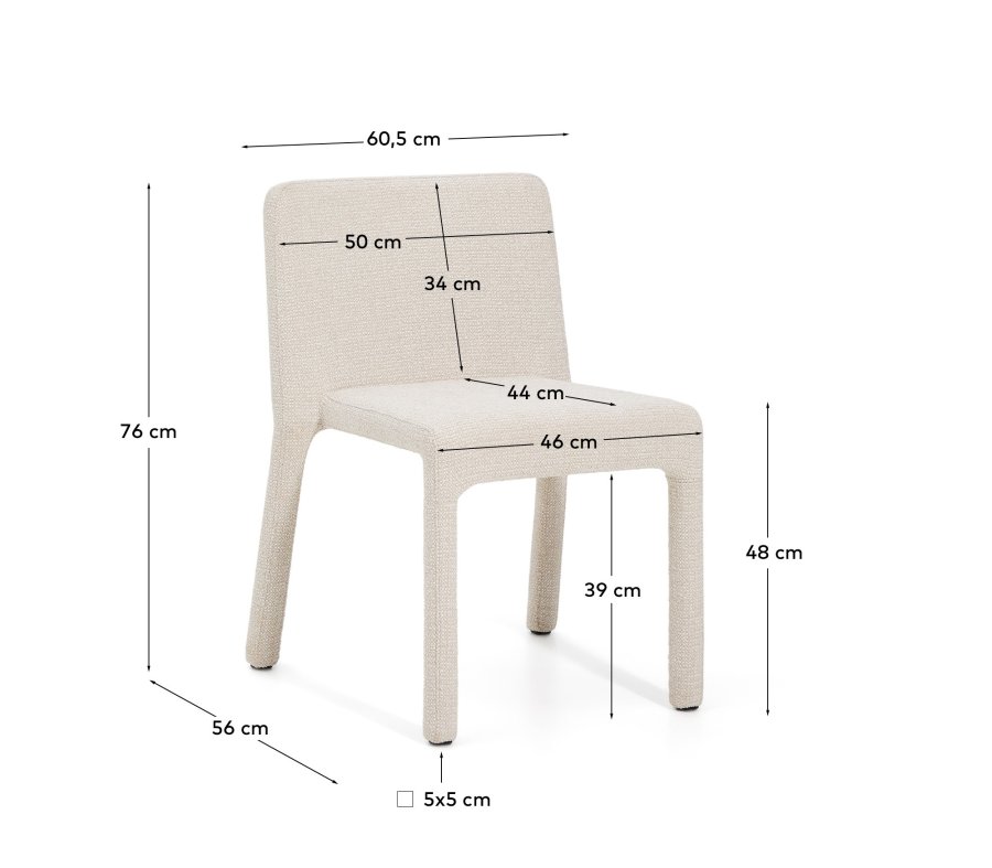 KAVE HOME Loria spisebordsstol, stabelbar - beige chenille stof