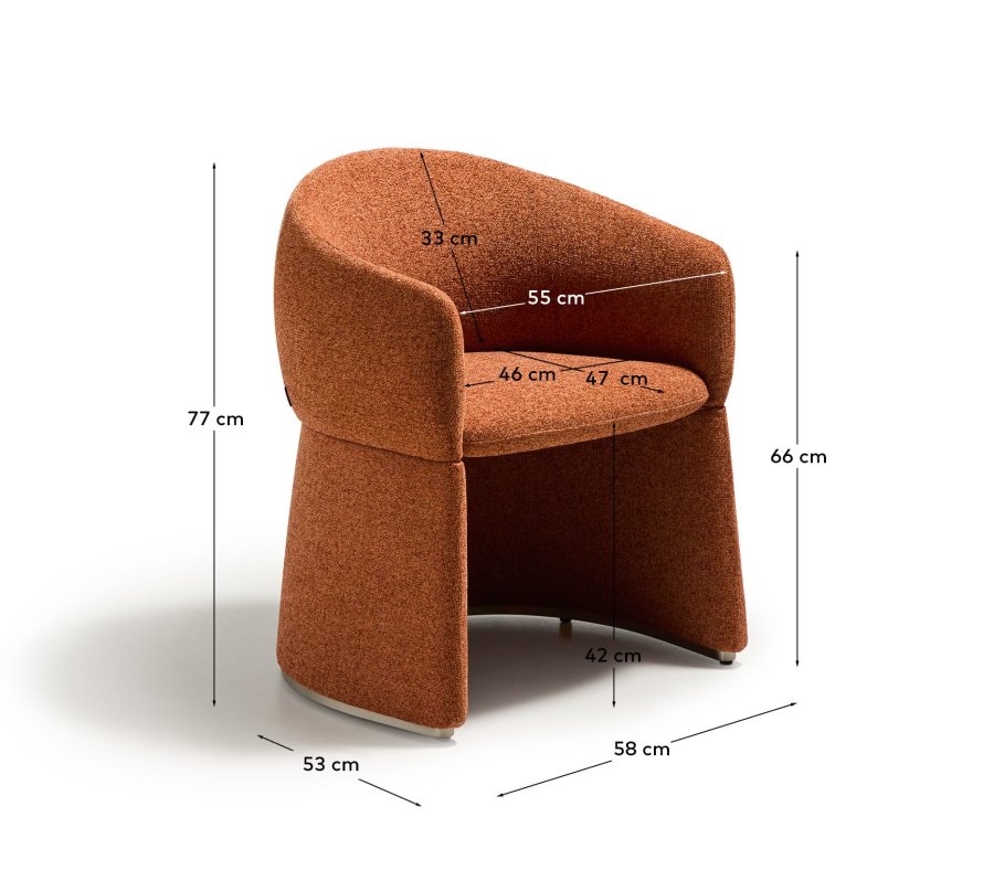 KAVE HOME Bosca spisebordsstol, m. arml�n - terracotta chenille stof