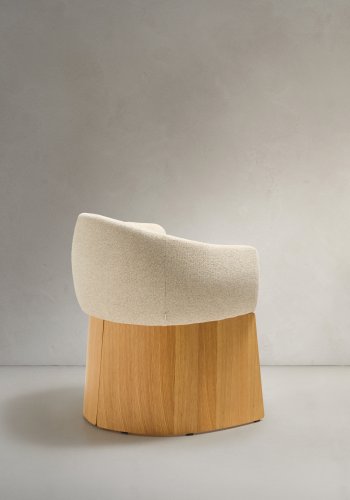 KAVE HOME Bosca spisebordsstol, m. arml�n - beige chenille stof og egetr�sfin�r