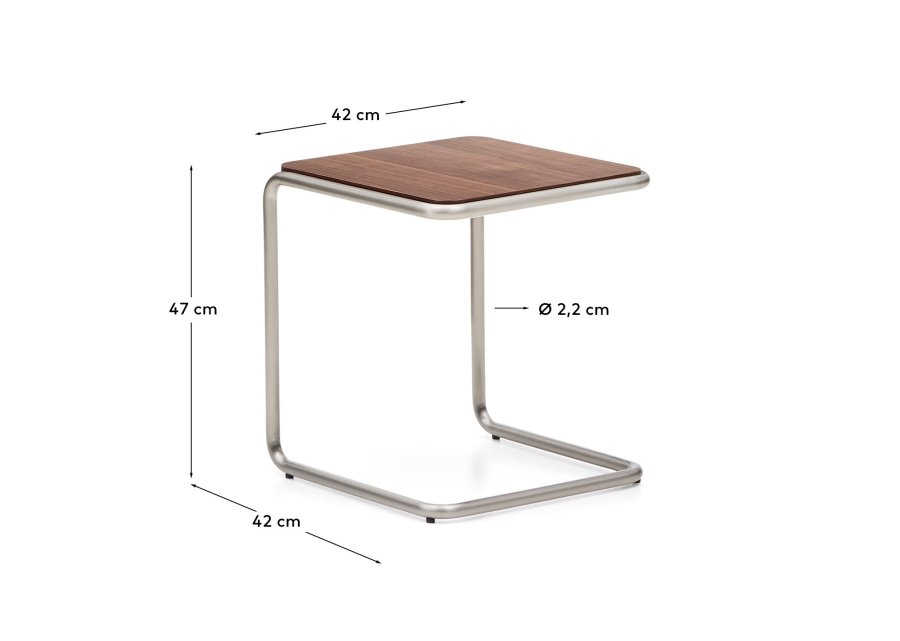 KAVE HOME Tarsel sidebord, rektangul�r - valn�ddefiner og b�rstet rustfrit st�l (42x47)