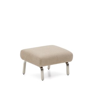 KAVE HOME Amsen fodskammel, rektangul�r - lysebrun chenille og b�rstet rustfrit st�l (68x55)