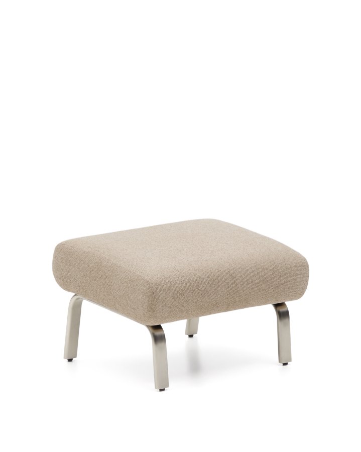 KAVE HOME Amsen fodskammel, rektangul�r - lysebrun chenille og b�rstet rustfrit st�l (68x55)