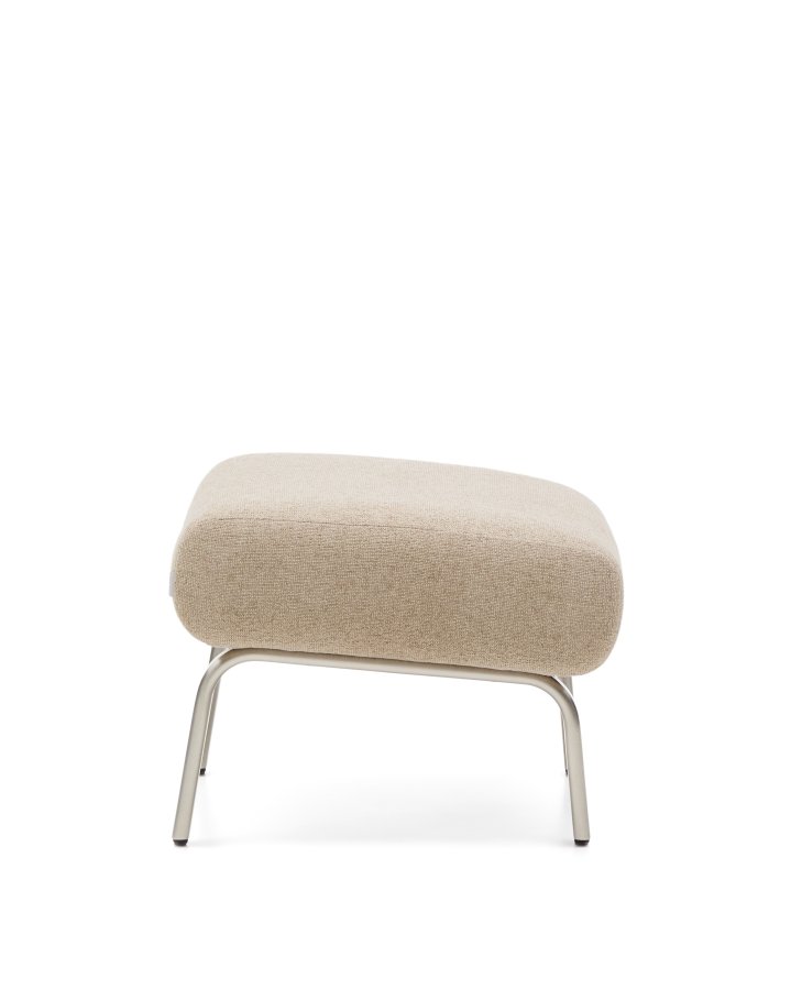 KAVE HOME Amsen fodskammel, rektangul�r - lysebrun chenille og b�rstet rustfrit st�l (68x55)