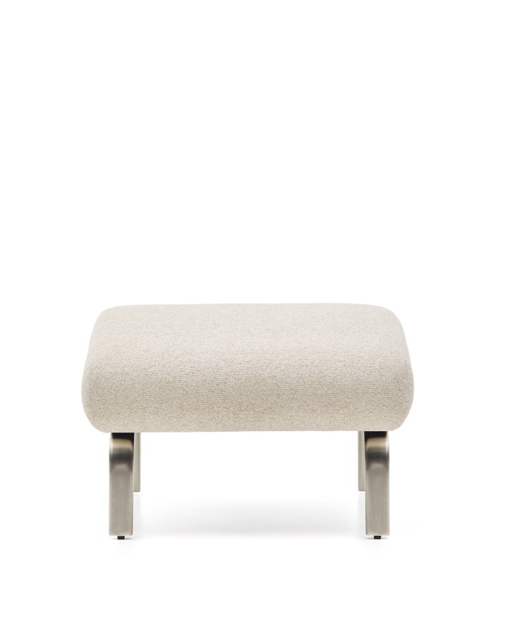 KAVE HOME Amsen fodskammel, rektangul�r - beige chenille og b�rstet rustfrit st�l (68x55)