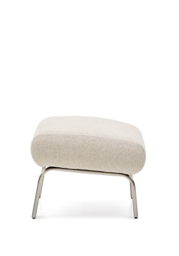 KAVE HOME Amsen fodskammel, rektangul�r - beige chenille og b�rstet rustfrit st�l (68x55)