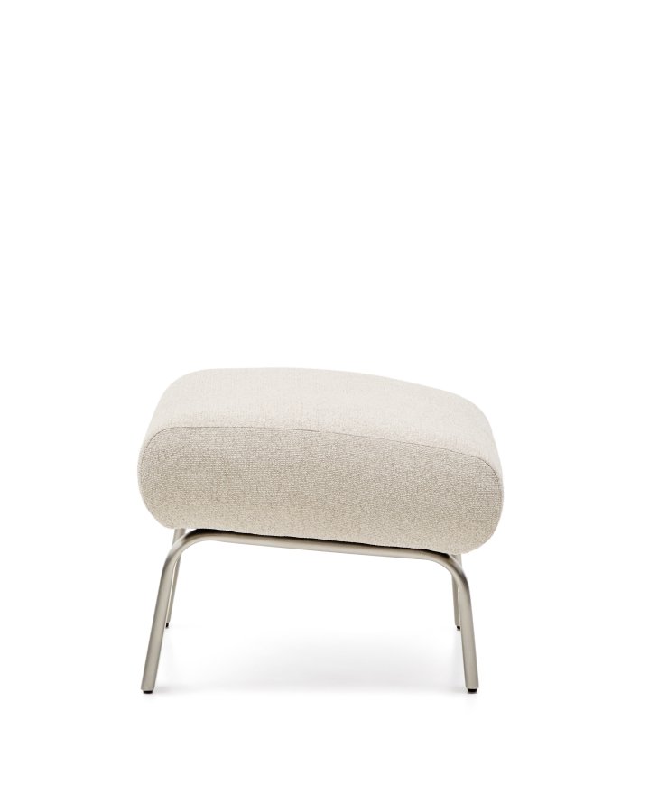 KAVE HOME Amsen fodskammel, rektangul�r - beige chenille og b�rstet rustfrit st�l (68x55)