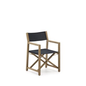 KAVE HOME Vilara havestol, m. armln, foldbar - sort stof og natur akacietr