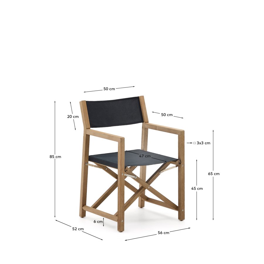KAVE HOME Vilara svart utendrs klappstol laget av FSC 100 % heltre akasie