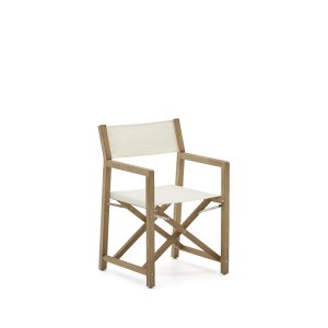 KAVE HOME Vilara havestol, m. armln, foldbar - hvid stof og natur akacietr