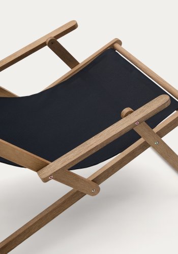 KAVE HOME Vilara udend�rs liggestol, foldbar - sort stof og natur akacietr�