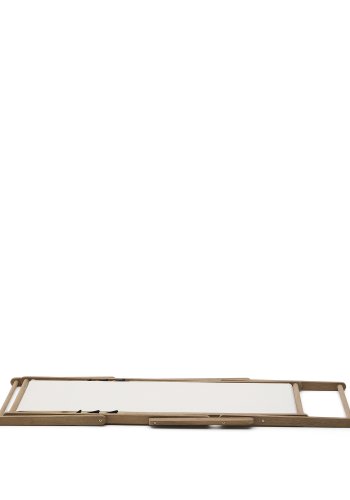 KAVE HOME Vilara udend�rs liggestol, foldbar - hvid stof og natur akacietr�