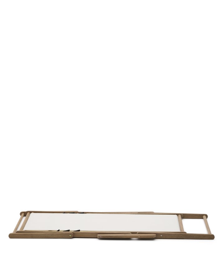 KAVE HOME Vilara udend�rs liggestol, foldbar - hvid stof og natur akacietr�
