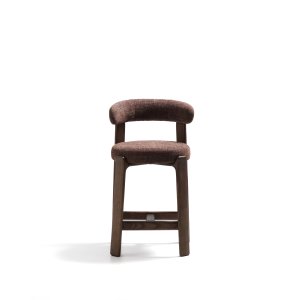 KAVE HOME Granitpall i brun chenille och massivt asktr med valntsfrgad finish FSC 100% 65