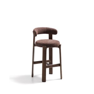 KAVE HOME Granitpall i brun chenille och massivt asktr med valntsfrgad finish FSC 100% 75