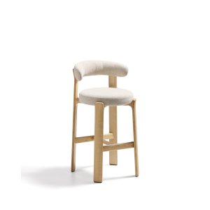 KAVE HOME Granitpall tillverkad av beige chenille och massivt asktr med naturlig finish FSC 100%