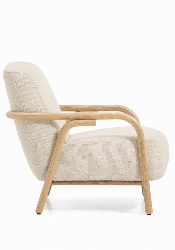 KAVE HOME Sylo l�nestol, m. arml�n - beige chenille og natur asketr�