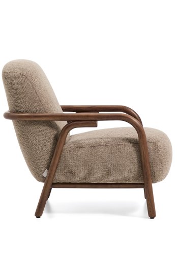 KAVE HOME Sylo l�nestol, m. arml�n - taupe chenille og valn�ddefarvet asketr�