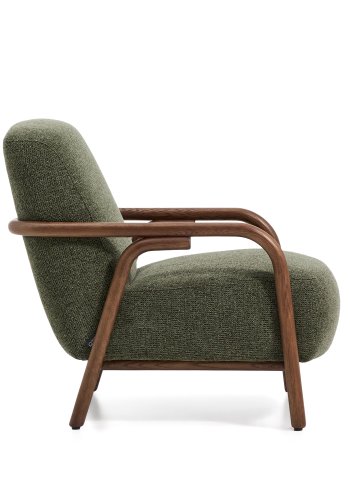 KAVE HOME Sylo l�nestol, m. arml�n - m�rkegr�n chenille og valn�ddefarvet asketr�