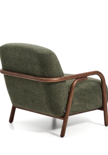 KAVE HOME Sylo l�nestol, m. arml�n - m�rkegr�n chenille og valn�ddefarvet asketr�