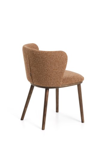 KAVE HOME Ciselia spisebordsstol - terrakotta chenille stof og valn�ddefarvet asketr�