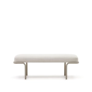 KAVE HOME Compo bänk i beige chenille och gr metallstruktur, 130 cm