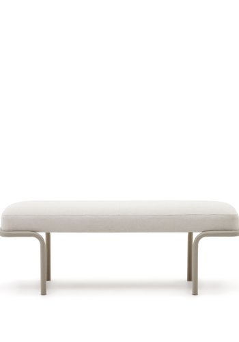 KAVE HOME Compo benk, rektangulr - beige chenille og grtt metall (130x44)
