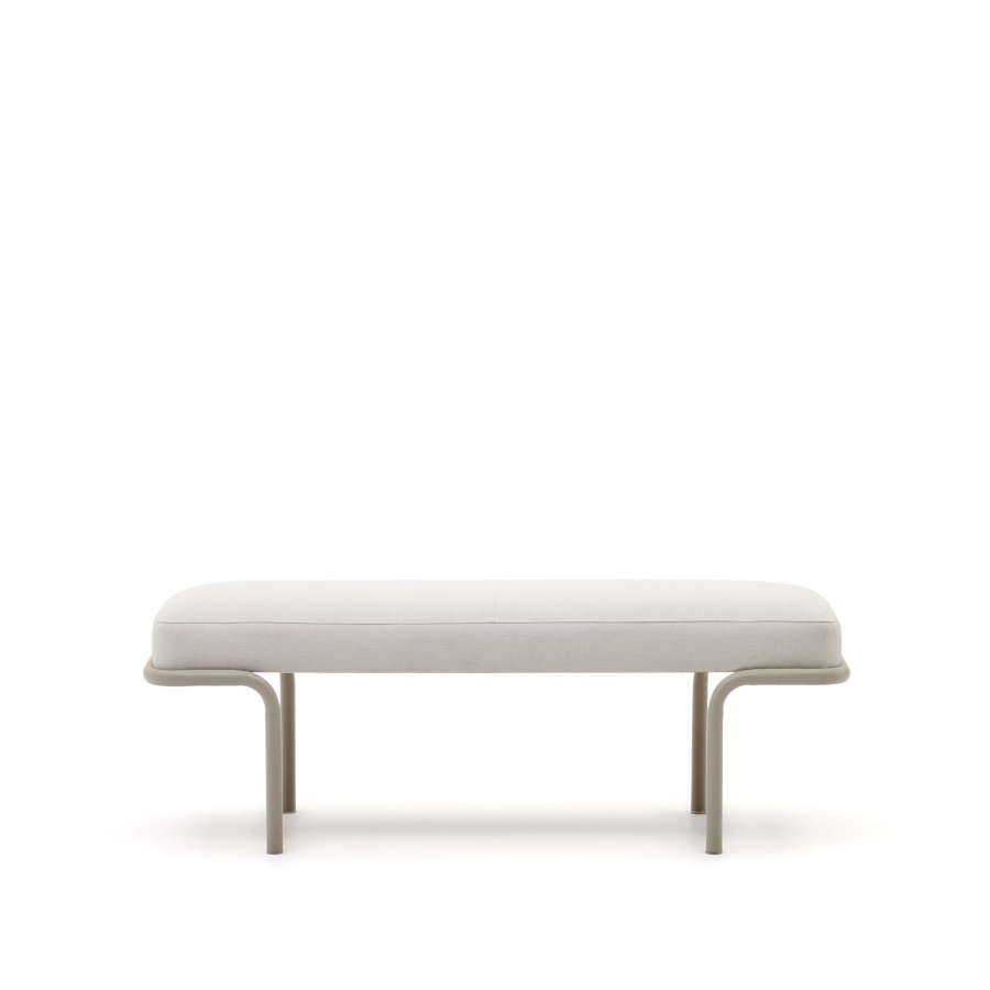 KAVE HOME Compo benk, rektangulr - beige chenille og grtt metall (130x44)
