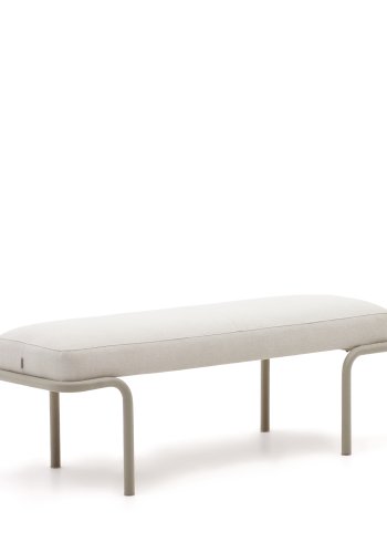 KAVE HOME Compo benk, rektangulr - beige chenille og grtt metall (130x44)