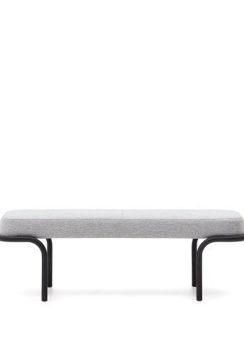 KAVE HOME Compo benk, rektangulr - grtt stoff og svart metall (130x44)