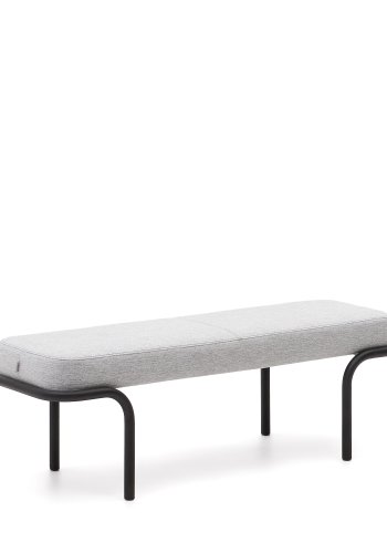 KAVE HOME Compo benk, rektangulr - grtt stoff og svart metall (130x44)