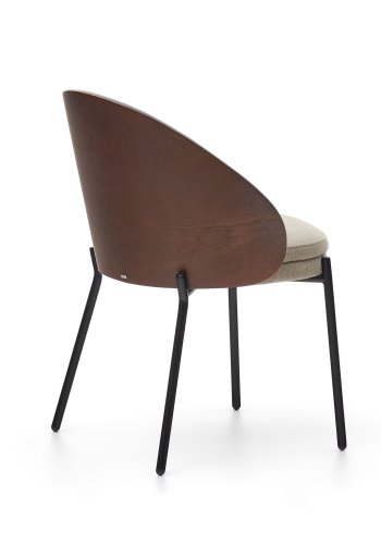 KAVE HOME Eamy spisestuestol - lysebrunt stoff, brun ask finer og sort stl