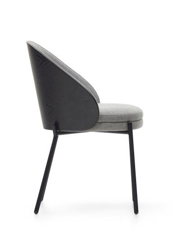 KAVE HOME Eamy spisestuestol - lysegrt stoff, sort ask finer og sort stl