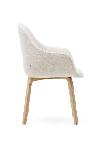 KAVE HOME Aleli spisebordsstol, m. armln - hvid bouclé og natur asketr