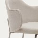 KAVE HOME Yunia spisebordstol, med armlener - beige stoff og sort stl