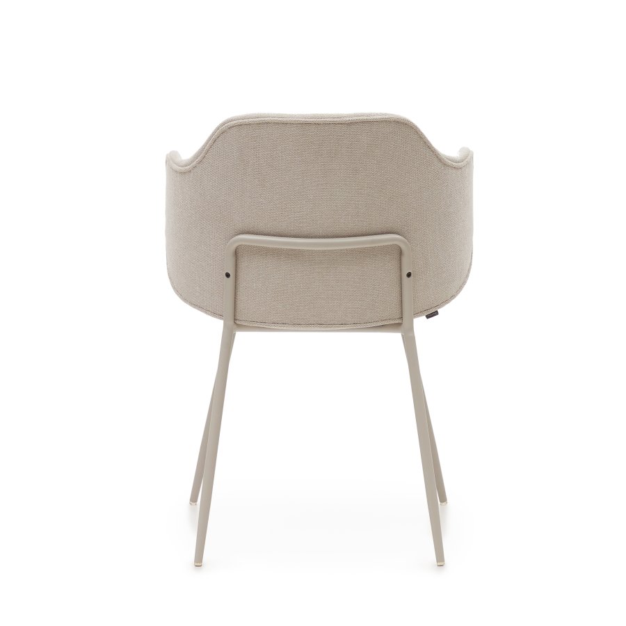 KAVE HOME Yunia spisebordstol, med armlener - beige stoff og sort stl