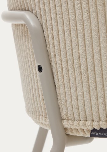 KAVE HOME Yunia spisebordstol, med armlener - beige flyel og beige stl